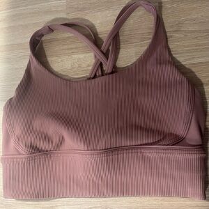 lululemon Energy longline bra ribbed luxtreme medium support spiced chai